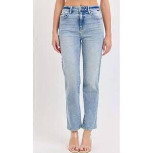 NEW CELLO high rise stretch straight crop jean in light blue